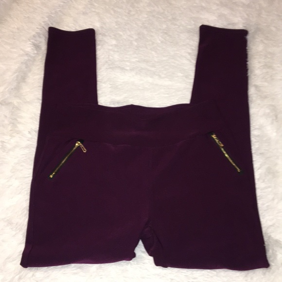 shosho Pants - 🍀Burgundy leggings with gold zippers